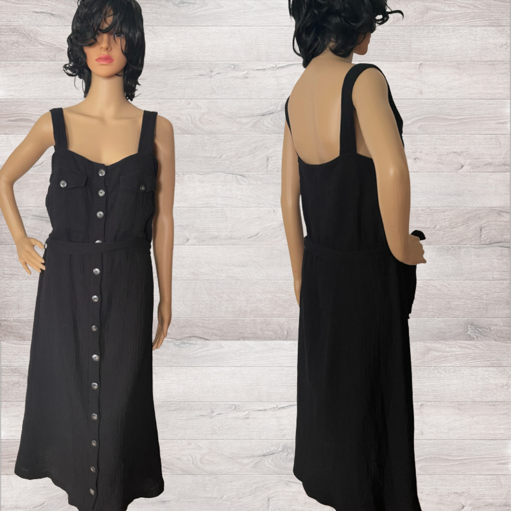 SÉZANE 100% Cotton Blend Sun Dress with Button Front & Pocket